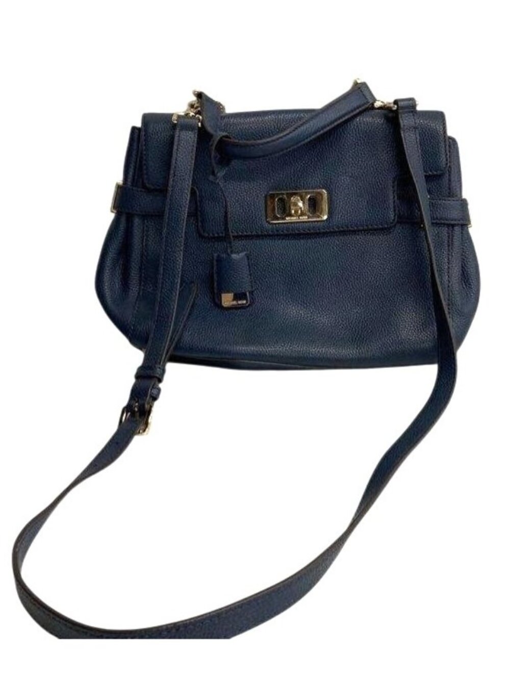 Michael Kors‎ Navy Leather Crossbody Bag With Gold Hardware & Logo Interior
